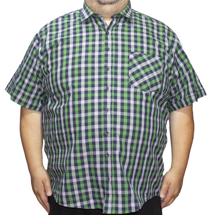 Camasa barbateasca maneca scurta in carouri verde negru