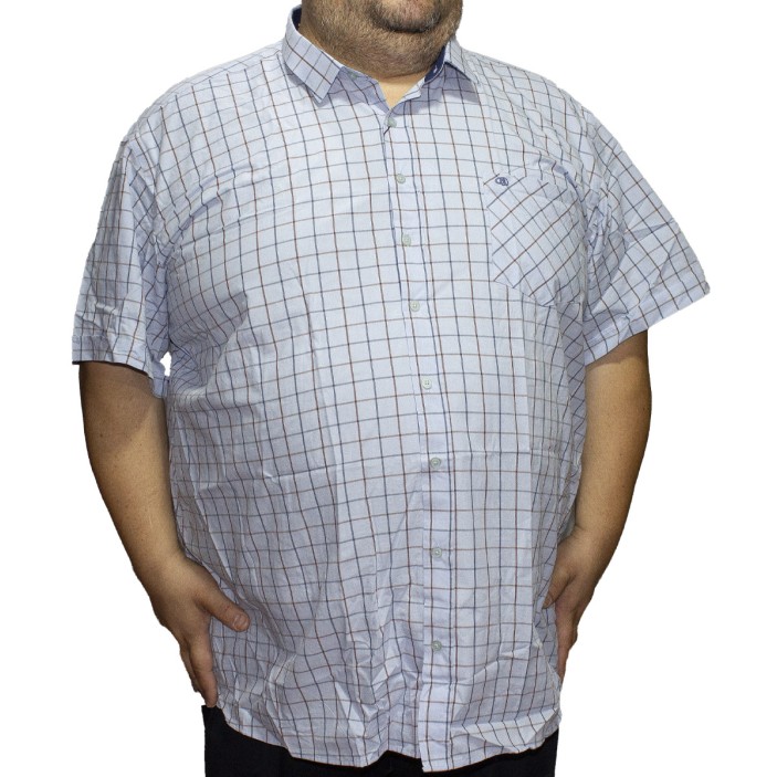 Camasa barbateasca maneca scurta in carouri bleu