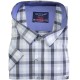 Camasa barbateasca maneca scurta in carouri bleu-gri-alb