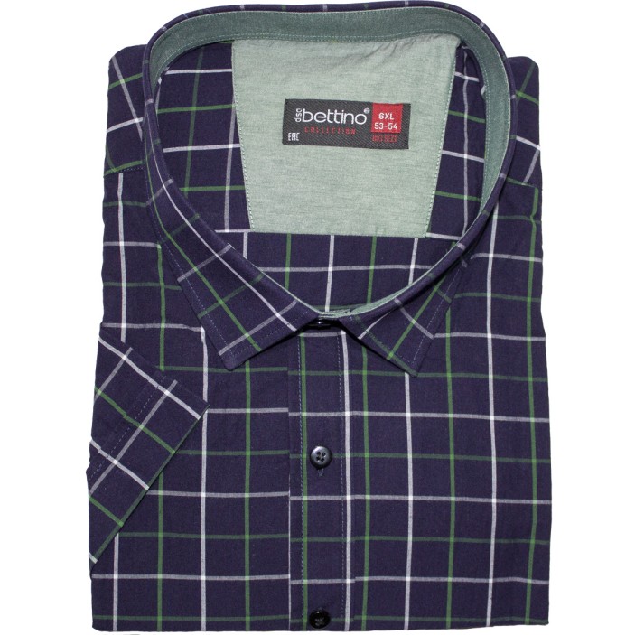 Camasa barbateasca maneca scurta in carouri bleumarin