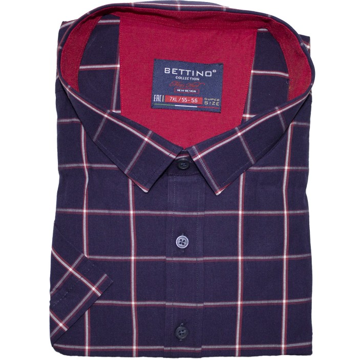 Camasa barbateasca maneca scurta in carouri bleumarin