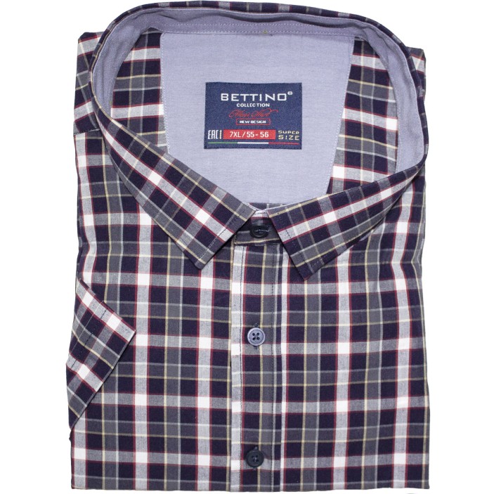 Camasa barbateasca maneca scurta in carouri bleumarin alb