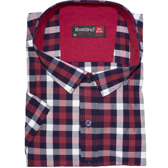 Camasa barbateasca maneca scurta in carouri rosu alb