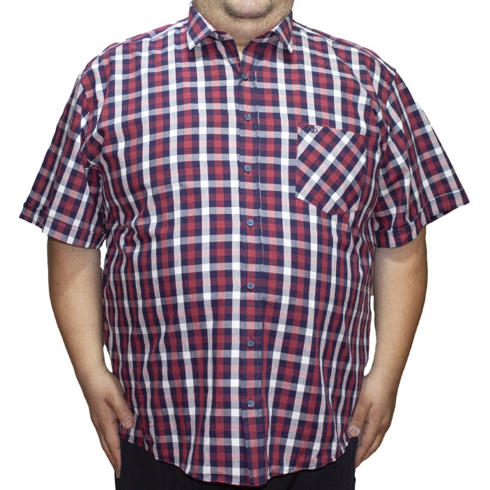 Camasa barbateasca maneca scurta in carouri rosu alb
