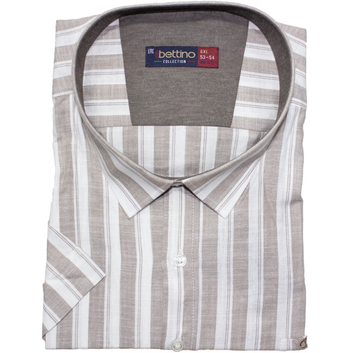 Camasa barbateasca maneca scurta in dungi bej