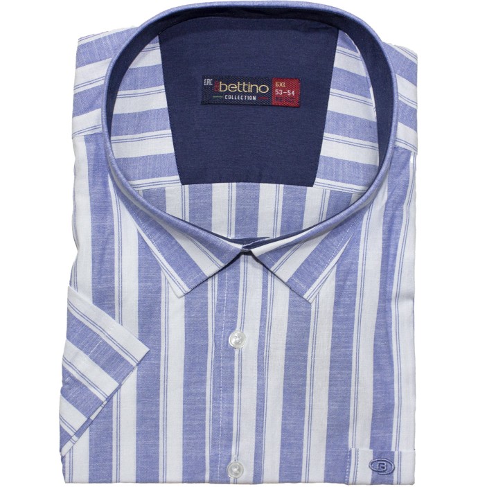 Camasa barbateasca maneca scurta in dungi bleu