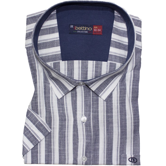 Camasa barbateasca maneca scurta  in dungi gri