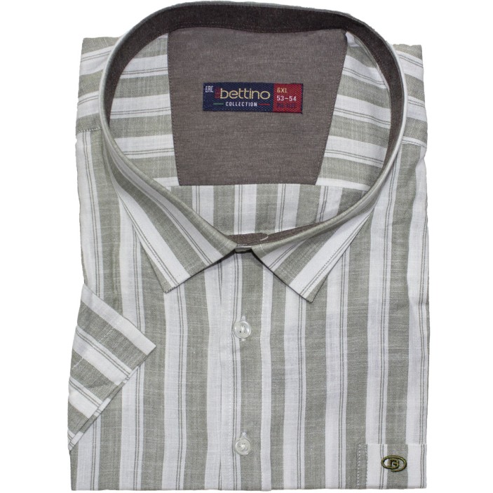 Camasa barbateasca maneca scurta in dungi kaki