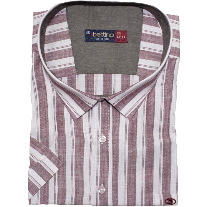 Camasa barbateasca maneca scurta in dungi visinii