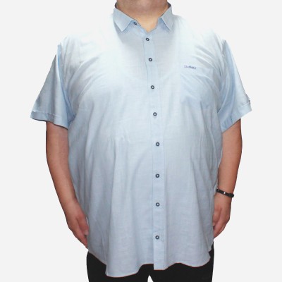 Camasa barbateasca maneca scurta bleu cu insertii