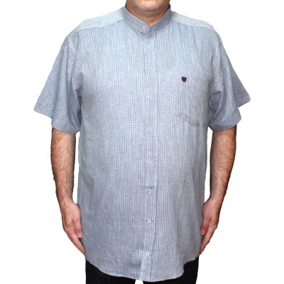 Camasa barbateasca maneca scurta, cu guler tunica si cu imprimeu 