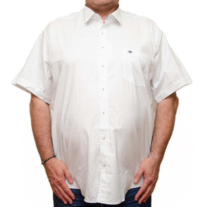 Camasa barbateasca maneca scurta alba cu imprimeu clasic
