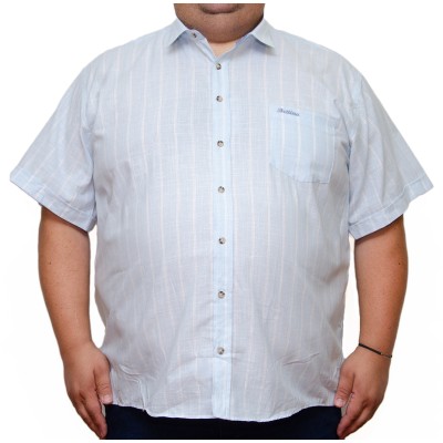 Camasa barbateasca maneca scurta bleu in dungi albe