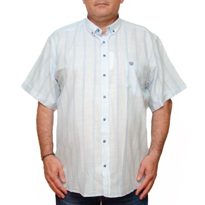 Camasa barbateasca maneca scurta bleu in dungi bleu