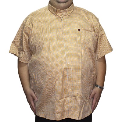 Camasa barbateasca maneca scurta cu imprimeu portocaliu