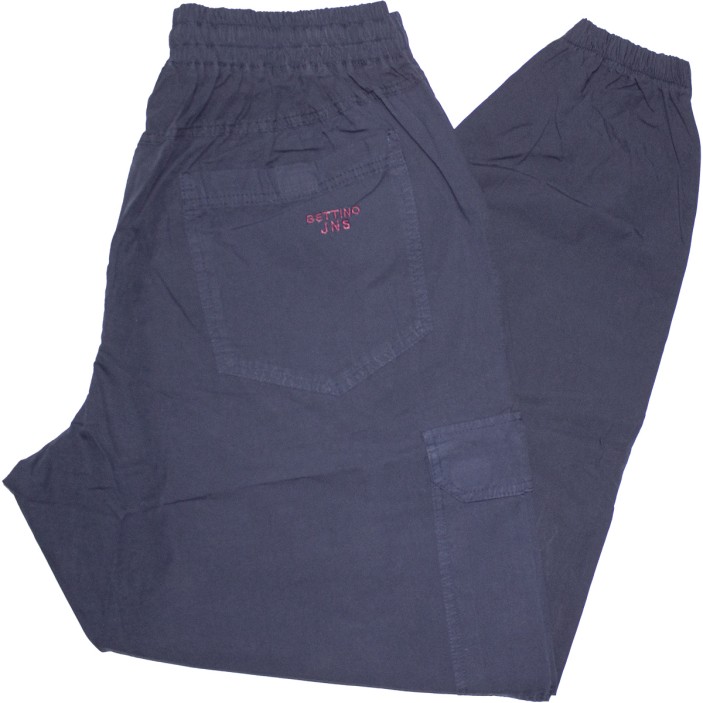 Pantaloni subtiri bleumarin cu elatic si snur in talie, croiala clasica