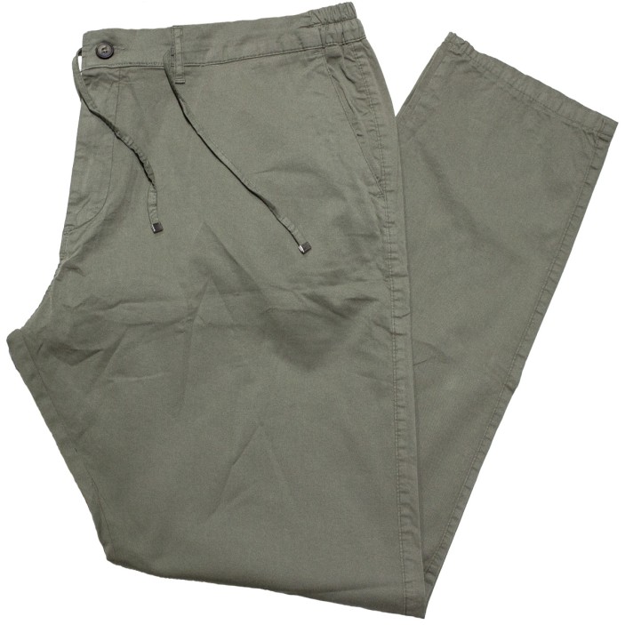 Pantaloni doc barbatesti KAKI cu elatic in lateral si snur croiala clasica