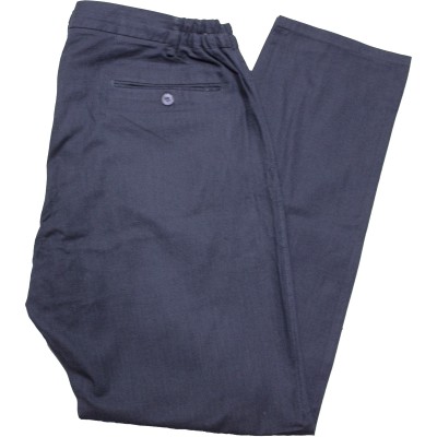 Pantaloni in barbatesti bleumarin cu elatic in lateral si snur croiala clasica