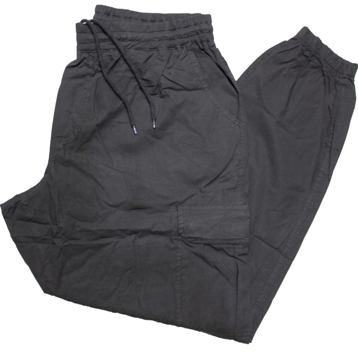 Pantaloni subtiri negri cu elatic si snur in talie, croiala clasica