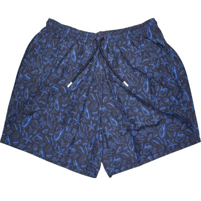 Pantaloni scurti bleumarin cu imprimeu pentru barbati, croiala clasica