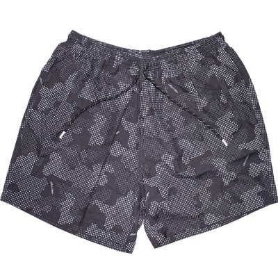 Pantaloni scurti negri cu imprimeu pentru barbati, croiala clasica