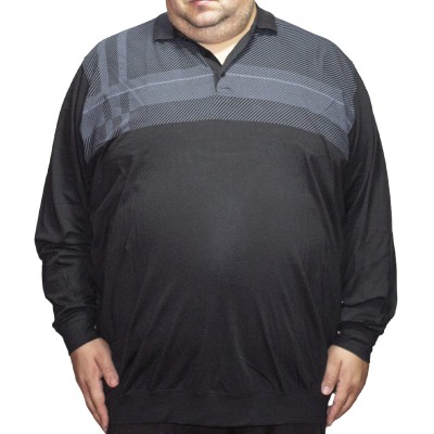 Bluza barbatesca neagra cu imprimeu si cu guler