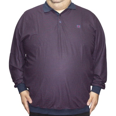 Bluza barbatesca bleumarin in dungi rosii si cu guler