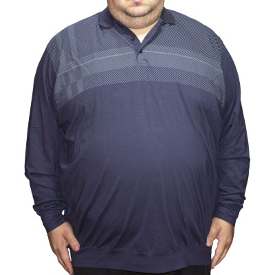 Bluza barbatesca bleumarin cu imprimeu si cu guler