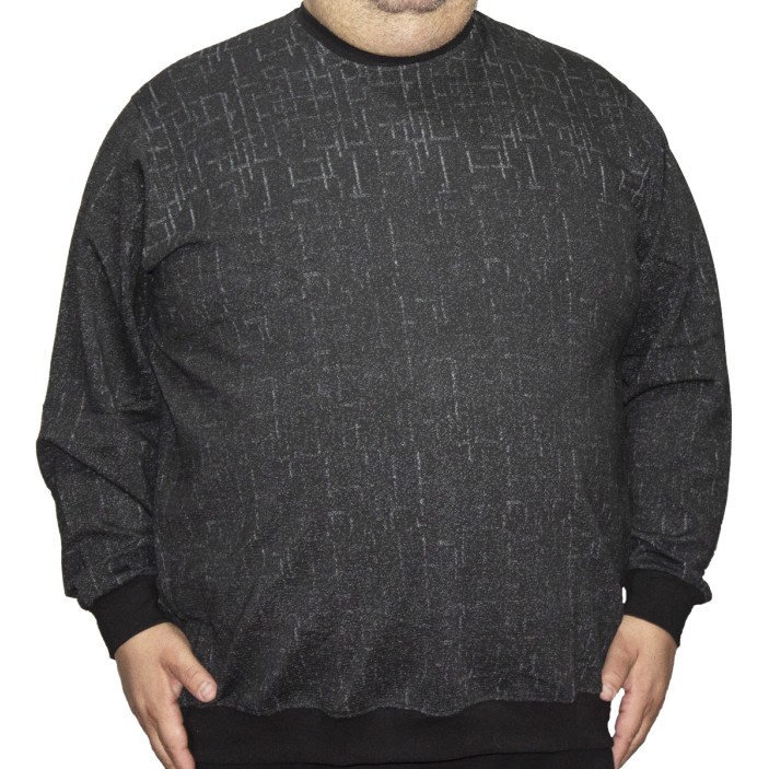 Bluza barbatesca groasa neagra la baza gatului cu imprimeu