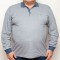 Bluza barbatesca subtire gri cu insertii bleumarin si cu guler