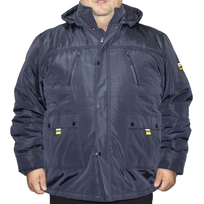 Geaca groasa bleumarin , dreapta pentru barbati din fas cu gluga