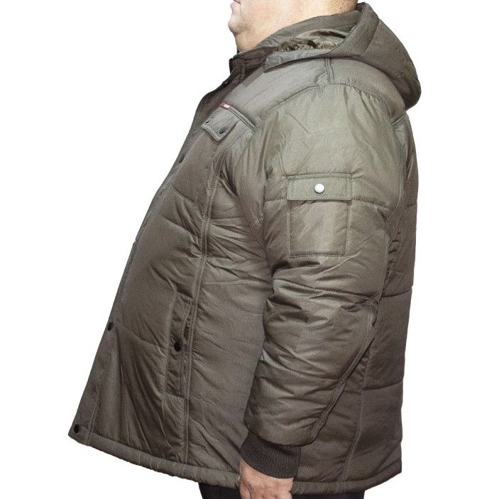 Geaca barbati dreapta de iarna kaki din fas cu gluga