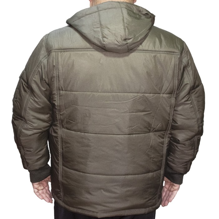 Geaca barbati dreapta de iarna kaki din fas cu gluga