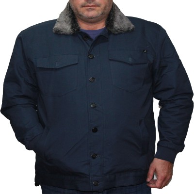 Geaca de iarna barbati bleumarin cu guler