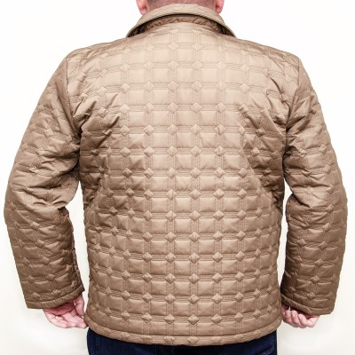 Geaca barbati de iarna bej matlasata din fas cu guler