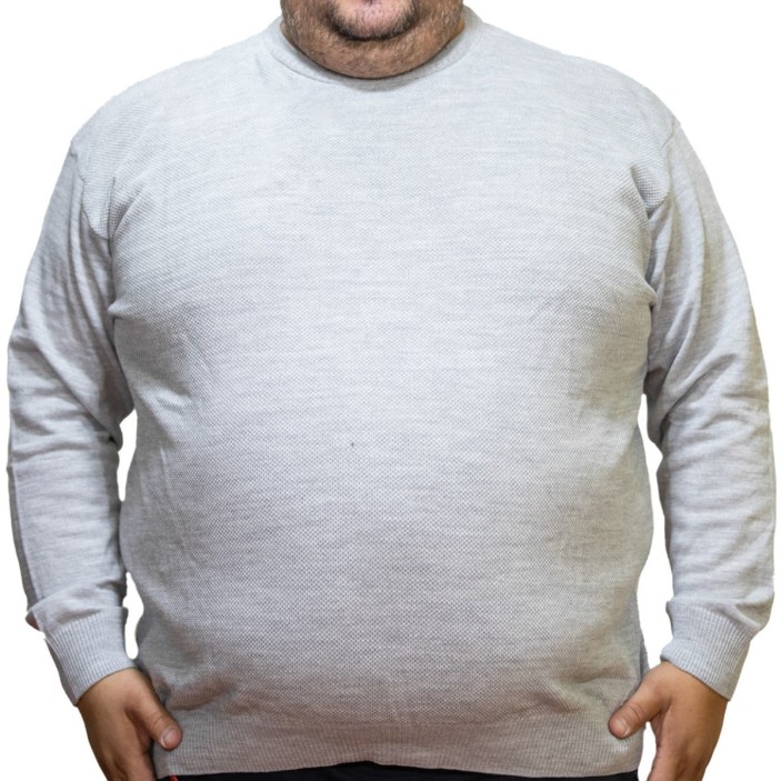 Pulover barbatesc gri cu imprimeu la baza gatului