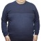 Pulover barbatesc indigo cu imprimeu la baza gatului