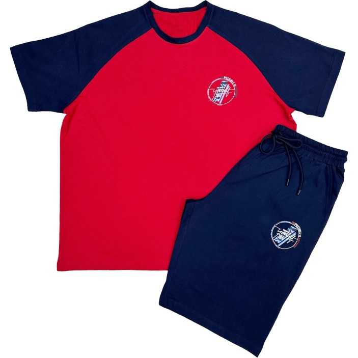 Compleu barbatesc rosu-bleumarin