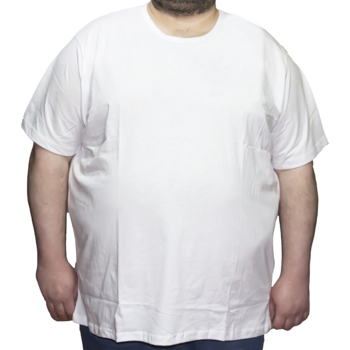 Tricou barbatesc alb simplu, croiala clasica