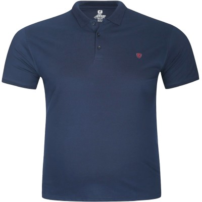 Tricou barbatesc bleumarin cu guler, croiala clasica