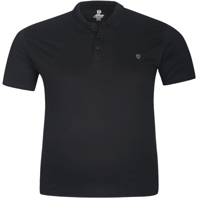 Tricou barbatesc negru cu guler, croiala clasica