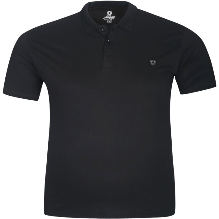 Tricou barbatesc negru cu guler, croiala clasica