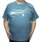 Tricou barbatesc bleu cu imprimeu, croiala clasica