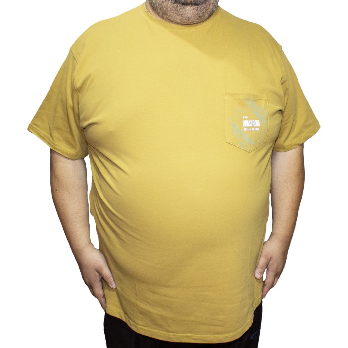 Tricou barbatesc camel cu imprimeu, croiala clasica