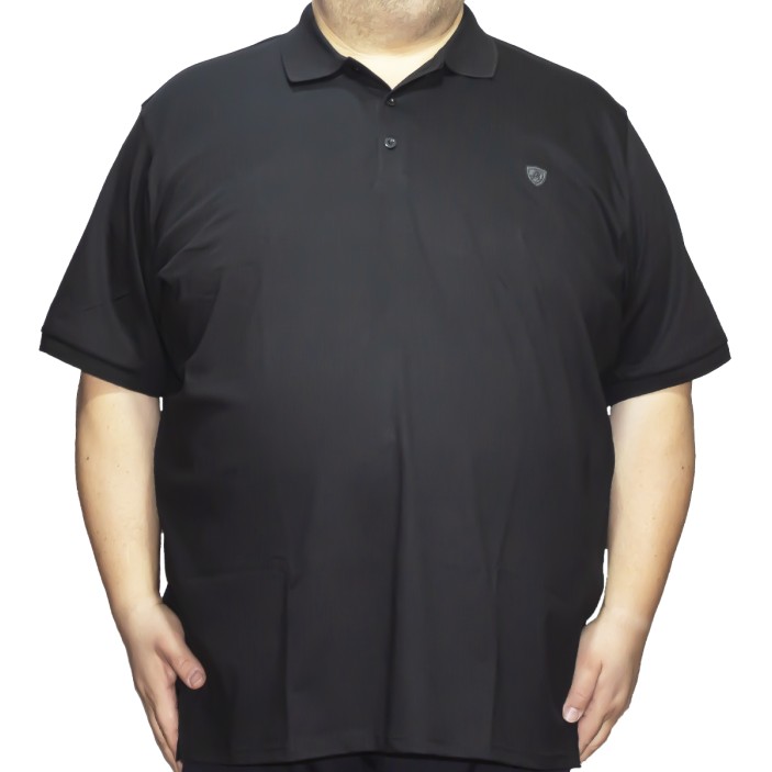 Tricou barbatesc negru cu guler, croiala clasica