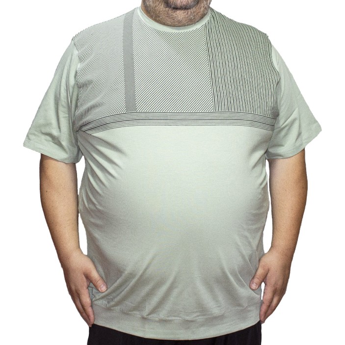 Tricou barbatesc  verde cu imprimeu, croiala clasica