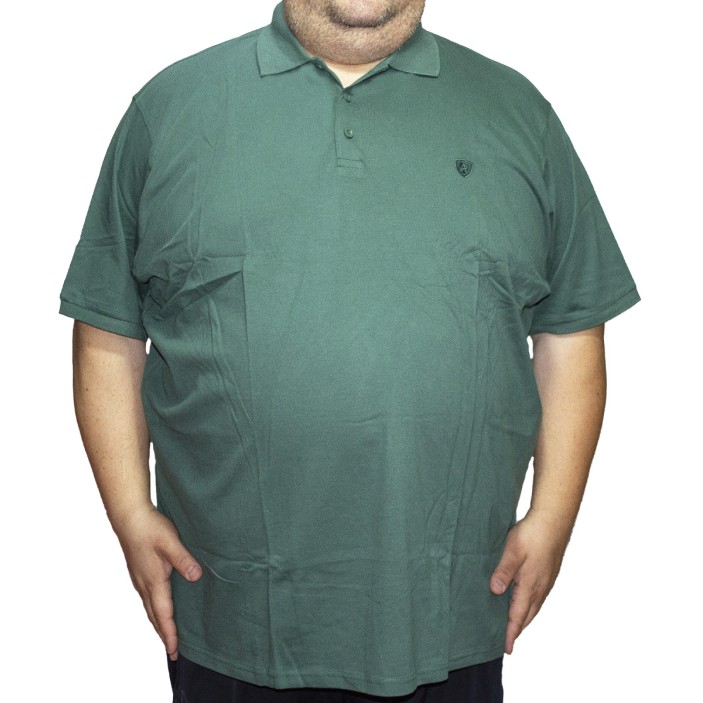 Tricou barbatesc verde cu guler, croiala clasica